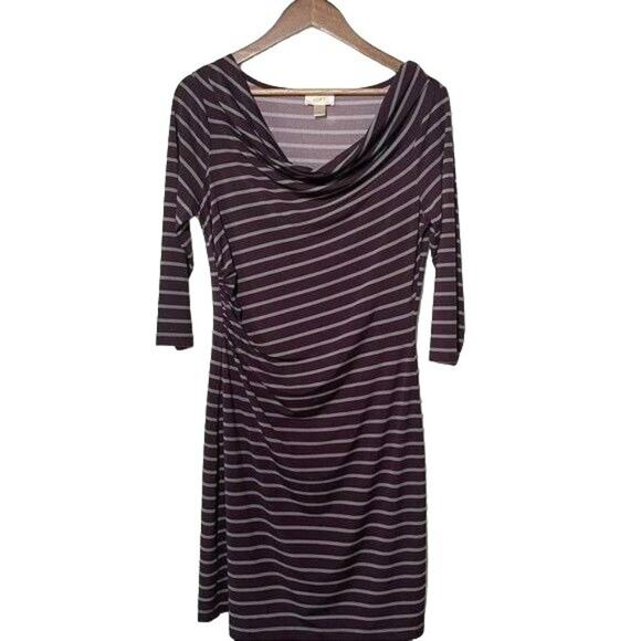 Loft Sheath Dress Purple and Gray Stripes Cowl Neck Medium - Picture 1 of 11